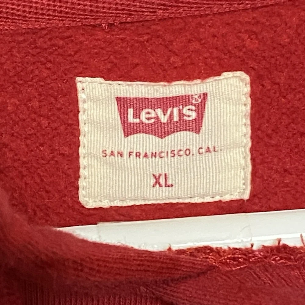 Levi's Sweatshirt Hoodie Mens Sz XL Red Long Sleeve Big Logo